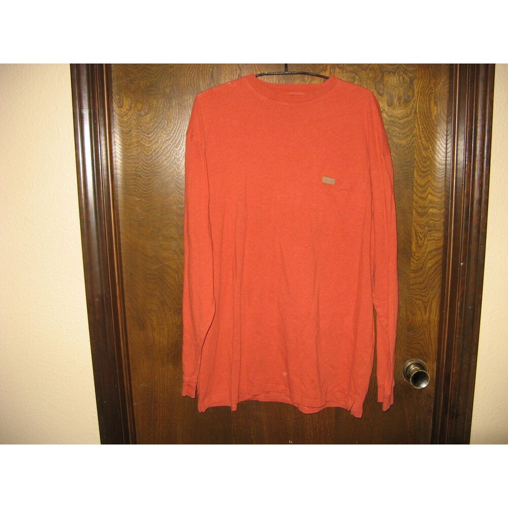 Pendleton Mens Crew Neck Shirt XL Long Sleeve w Pocket Rust  Leather Logo Patch